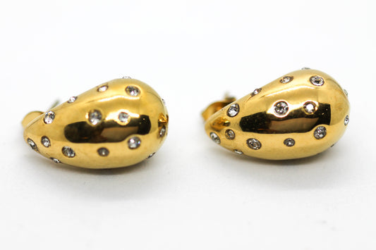 ARETES GOTA BV CON CIRCONIAS HUECA 22MM; TONO DORADO