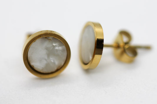 BROQUEL CIRCULO MADRE PERLA 11MM; TONO DORADO