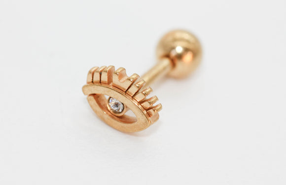 PIERCING OJO DORADO CIRCONIA BLANCA