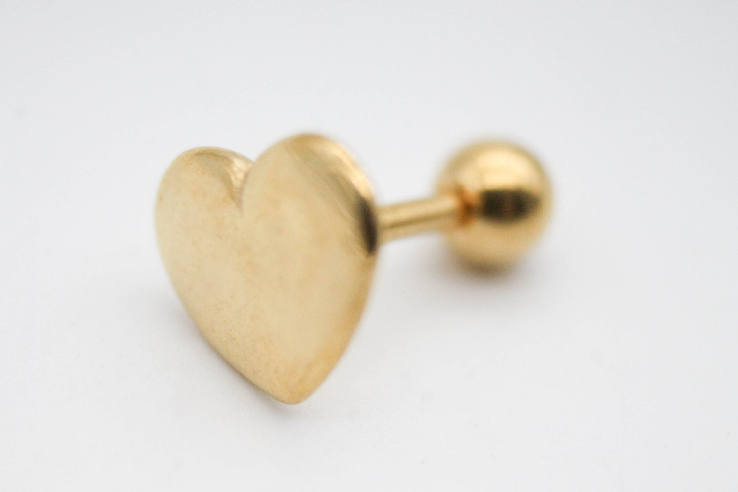 PIERCING CORAZON PLANO 8MM SOLIDO DORADO