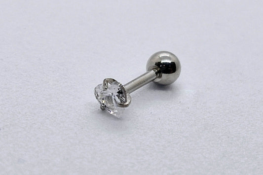 PIERCING CIRCONIA CORAZON 4MM; TONO PLATEADO