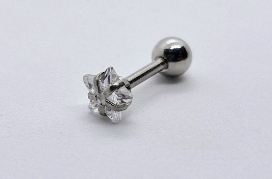 PIERCING CIRCONIA ESTRELLA 4MM; TONO PLATEADO