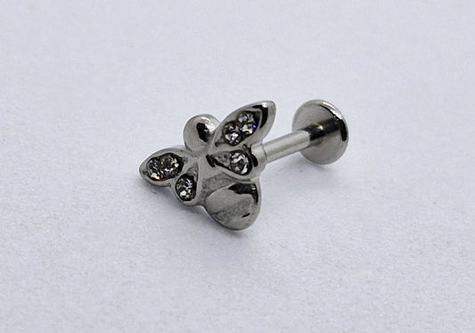 PIERCING ABEJORRO CIRCONIAS; TONO PLATEADO