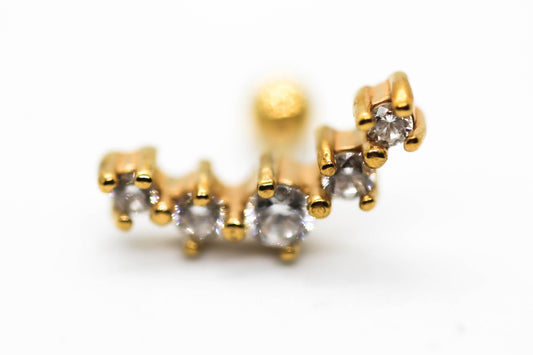 PIERCING ARCO 15MM; 5 CIRCONIAS; TONO DORADO