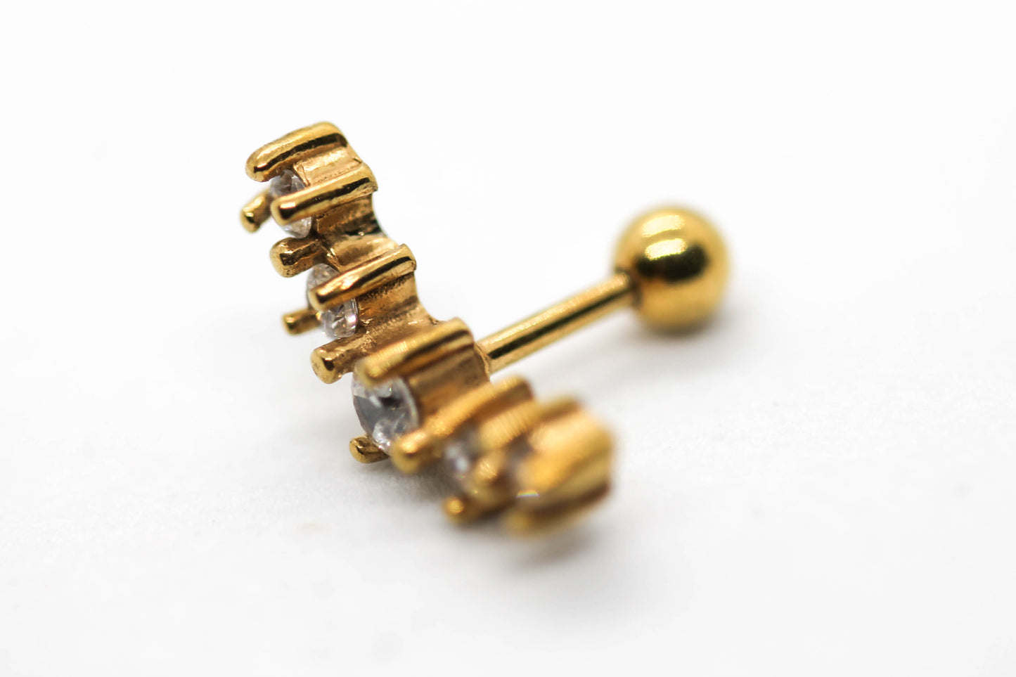 PIERCING ARCO 15MM; 5 CIRCONIAS; TONO DORADO