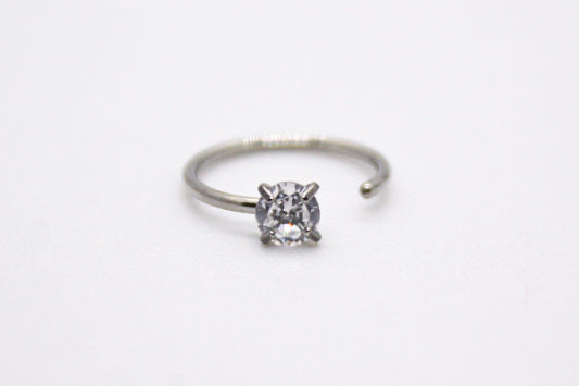 PIERCING ARCO NARIZ CIRCONIA; TONO PLATEADO