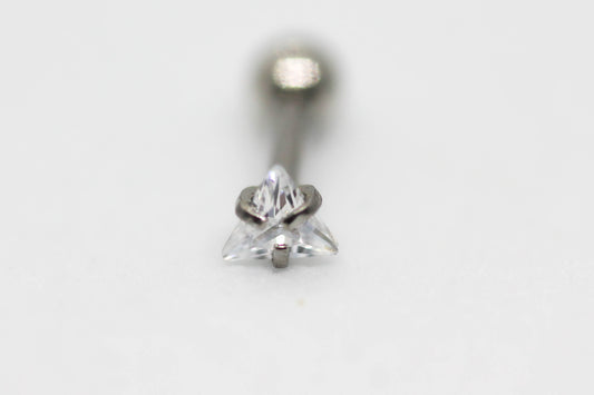 PIERCING CIRCONIA TRIANGULO 3MM; TONO PLATEADO