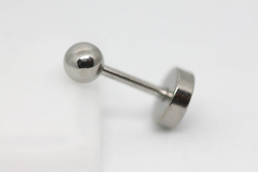 PIERCING ESFERA 4MM TOPE DE ROSCA GRUESO; TONO PLATEADO