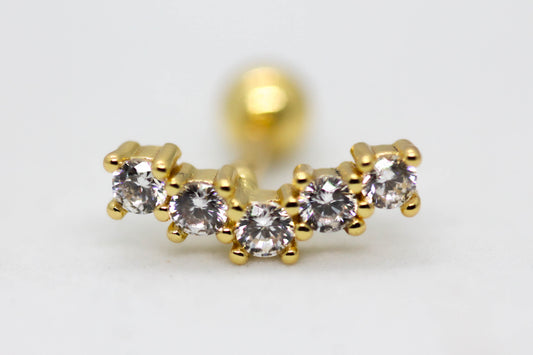 PIERCING 5 CIRCONIAS 12MM; TONO DORADO
