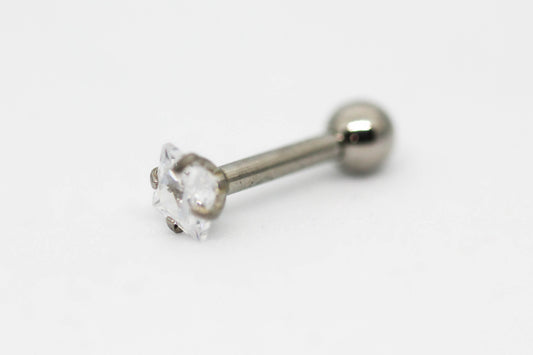 PIERCING CIRCONIA CUADRADA 3MM; TONO PLATEADO
