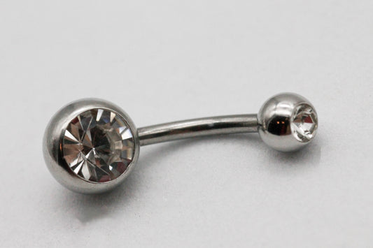 PIERCING OMBLIGO CIRCONIA GRANDE EN ESFERA 8MM CH 5MM; TONO PLATEADO