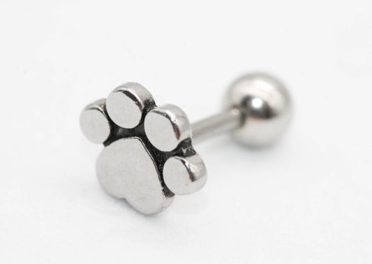 PIERCING HUELLA DE PERRO 8MM, TONO PLATEADO