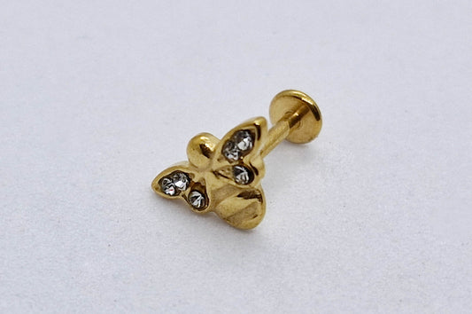 PIERCING ABEJORRO CIRCONIAS 7X8MM; TONO DORADO