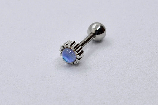 PIERCING PIEDRA CELESTE MONTADA; TONO PLATEADO