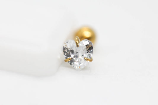 PIERCING CIRCONIA CORAZON 4MM; TONO DORADO
