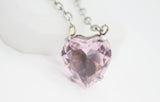 COLLAR CORAZON CRISTAL ROSA PALIDO, TONO PLATEADO DIJE 10MM CADENA 40CM DE LARGO + EXTENSION DE 5CM