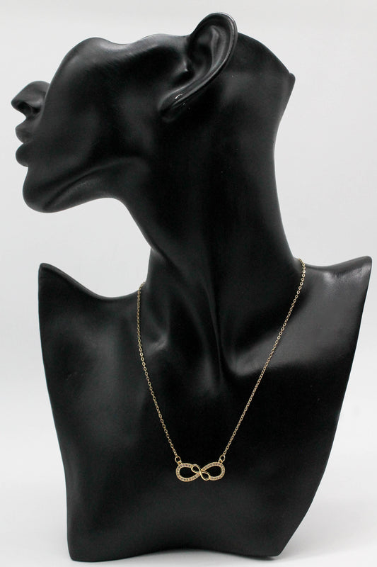 COLLAR DORADO INFINITOS LISO/CIRCONIAS 26MM DIJE ALEACION DE METAL 40CM + EXTENSION DE 5.5CM: TONO DORADO