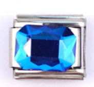 CIRCONIA RECTANGULAR AZUL;  PARA PULSERA ITALIANA