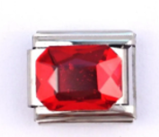 CIRCONIA RECTANGULAR ROJA;  PARA PULSERA ITALIANA