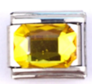 CIRCONIA RECTANGULAR AMARILLO;  PARA PULSERA ITALIANA