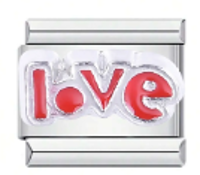 LOVE LETRAS ROJAS;  PARA PULSERA ITALIANA