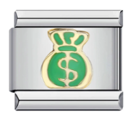 COSTALITO DE DINERO ESMALTE VERDE;  PARA PULSERA ITALIANA