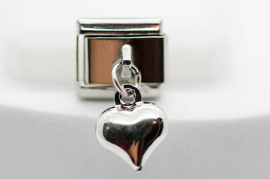 CHARM CORAZON PLATEADO COLGANTE   PULSERA ITALIANA