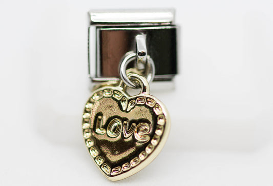 CHARM CORAZON LOVE DORADO COLGANTE  PULSERA ITALIANA