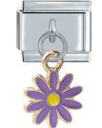 CHARM MARGARITA COLGANTE MORADA CENTRO AMARILLO PULSERA ITALIANA