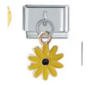 CHARM COLGANTE FLOR AMARILLA PULSERA ITALIANA