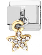 CHARM ESTRELLA DORADA CIRCONIAS COLGANTE PULSERA ITALIANA