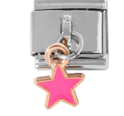 CHARM ESTRELLA ROSA COLGANTE PULSERA ITALIANA