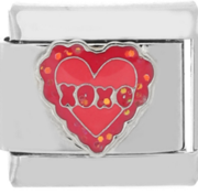 CHARM CORAZON ESMALTE ROSA XOXO PULSERA ITALIANA