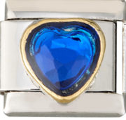 CHARM CORAZON AZUL REY RELIEVE DORADO