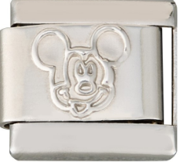 CHARM MICKEY RESALTADO PLATEADO; PULSERA ITALIANA