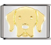 CHARM ROSTRO PERRITO DORADO; PULSERA ITALIANA