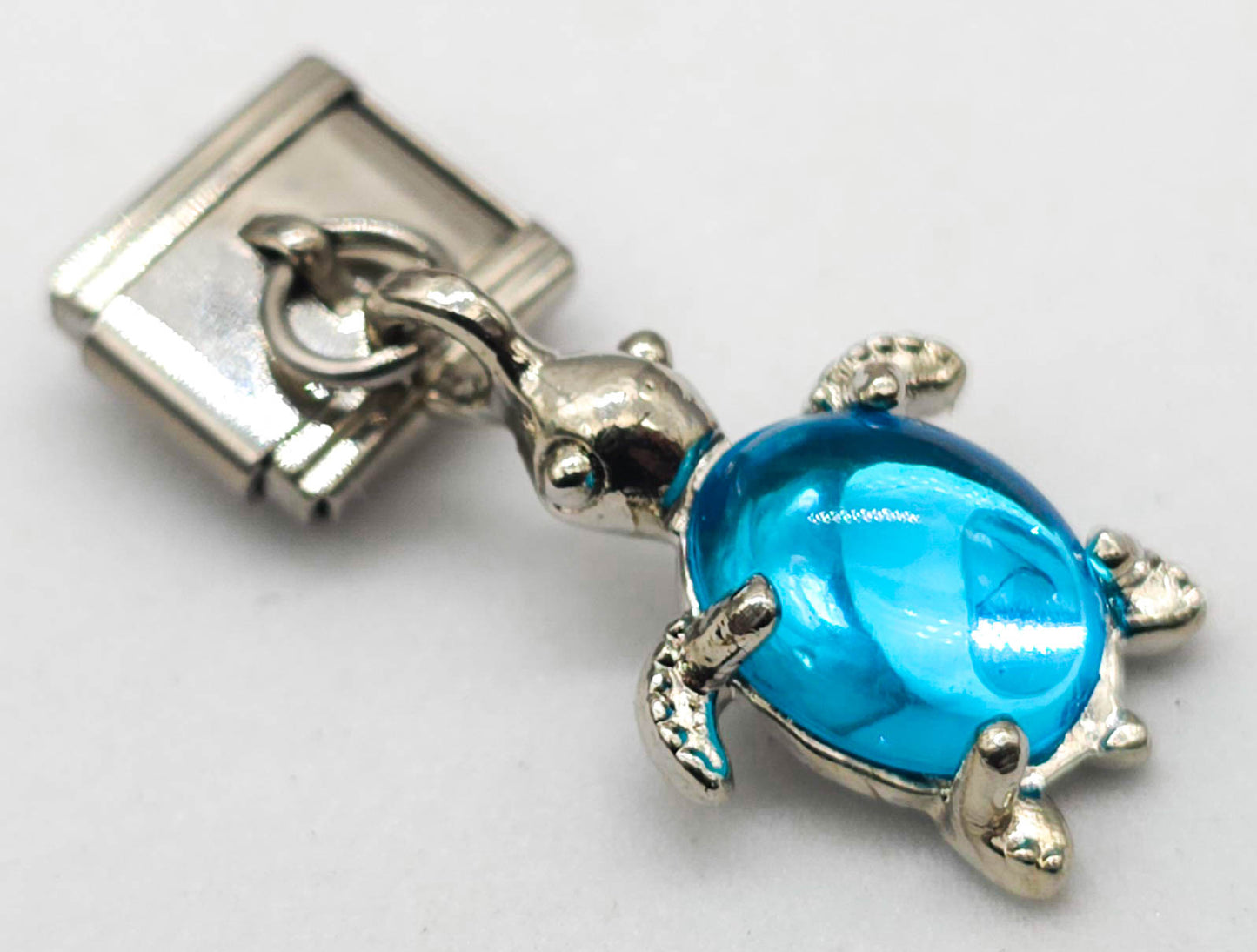 CHARM TORTUGA AZUL COLGANTE PULSERA ITALIANA