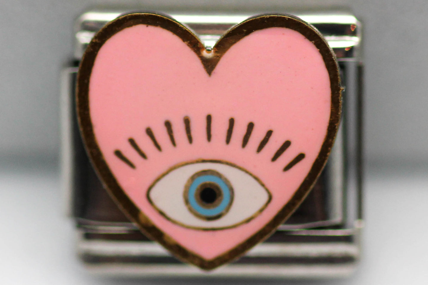 CHARM CORAZON ROSA OJO PULSERA ITALIANA
