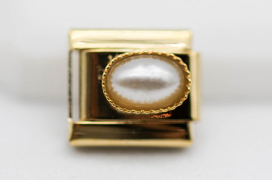 CHARM PERLA SINTETICA; PULSERA ITALIANA
