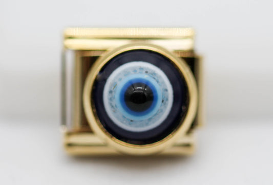 CHARM OJO TURCO AZUL; PULSERA ITALIANA