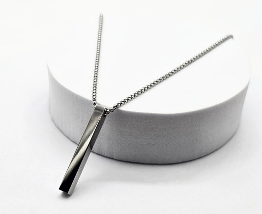 COLLAR BARRA 5X40MM CADENA REDONDA 60CMS; TONO PLATEADO