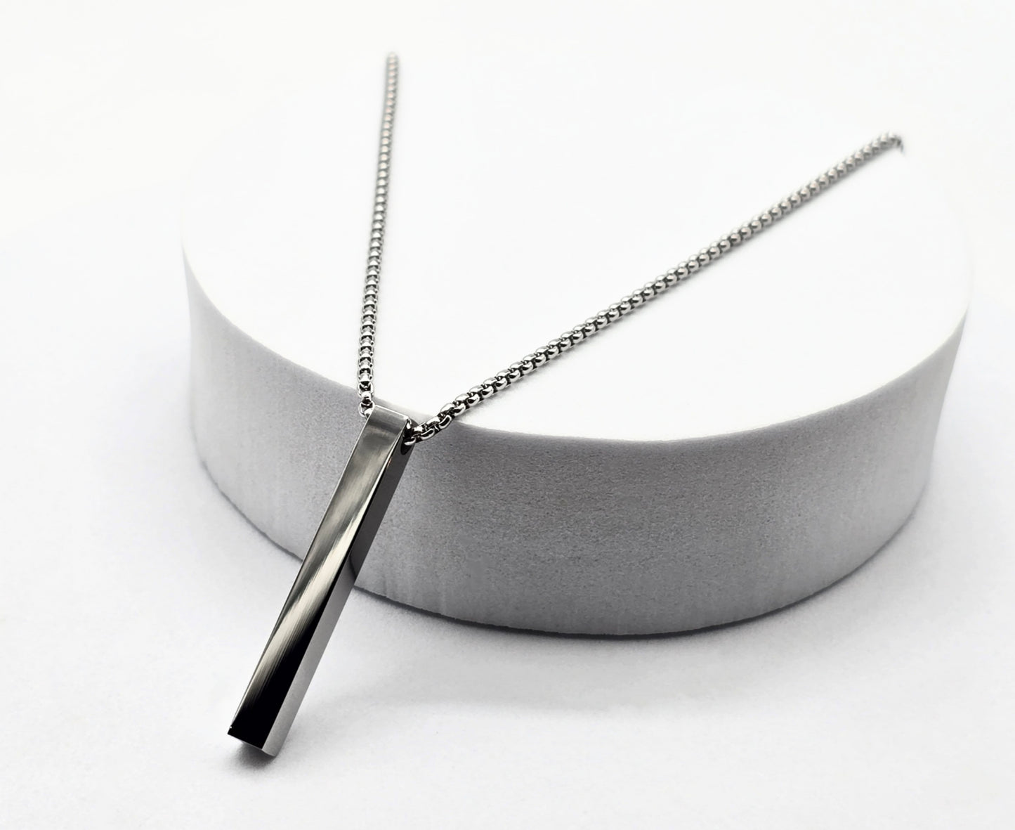 COLLAR BARRA 5X40MM CADENA REDONDA 60CMS; TONO PLATEADO