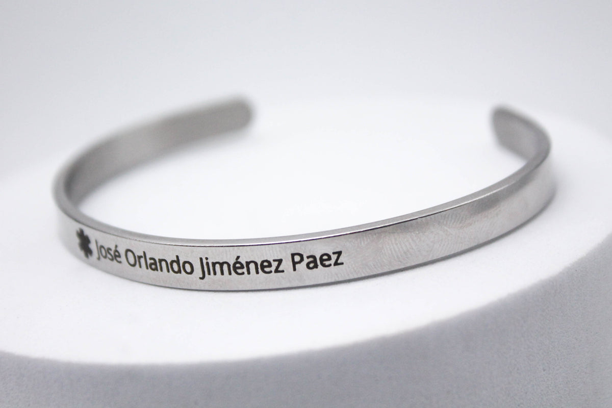 BRAZALETE ACERO PLACA LISA 16CMS; CON OPCION A GRABADO
