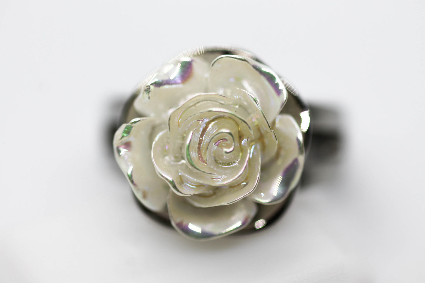 ANILLO ROSA NACAR 14MM; TONO PLATEADO