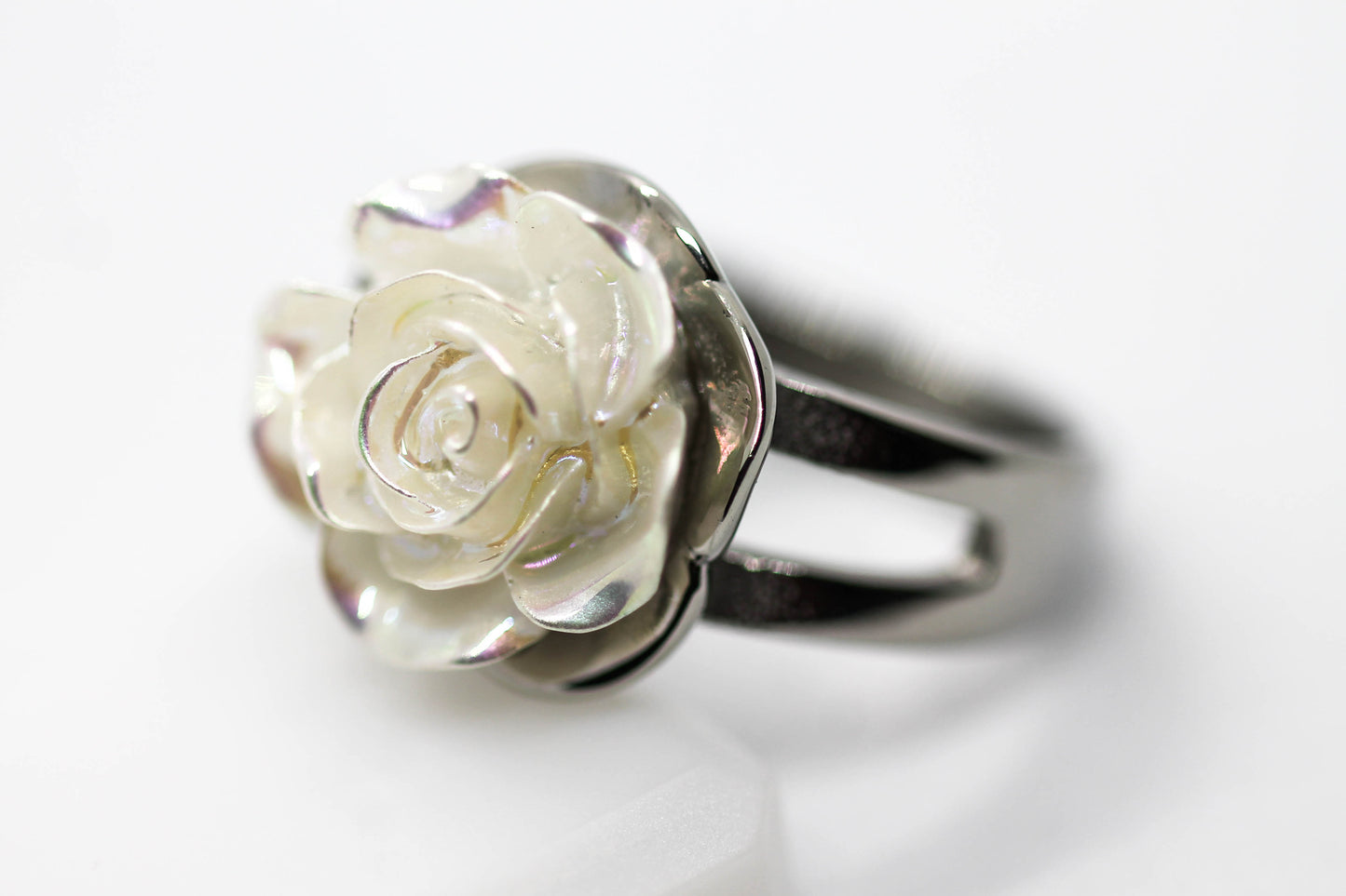 ANILLO ROSA NACAR 14MM; TONO PLATEADO