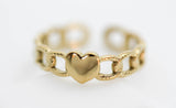 ANILLO CORAZON, ESLABONES AJUSTABLE, DORADO
