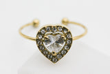 ANILLO AJUSTABLE CORAZON CIRCONIA, TONO DORADO