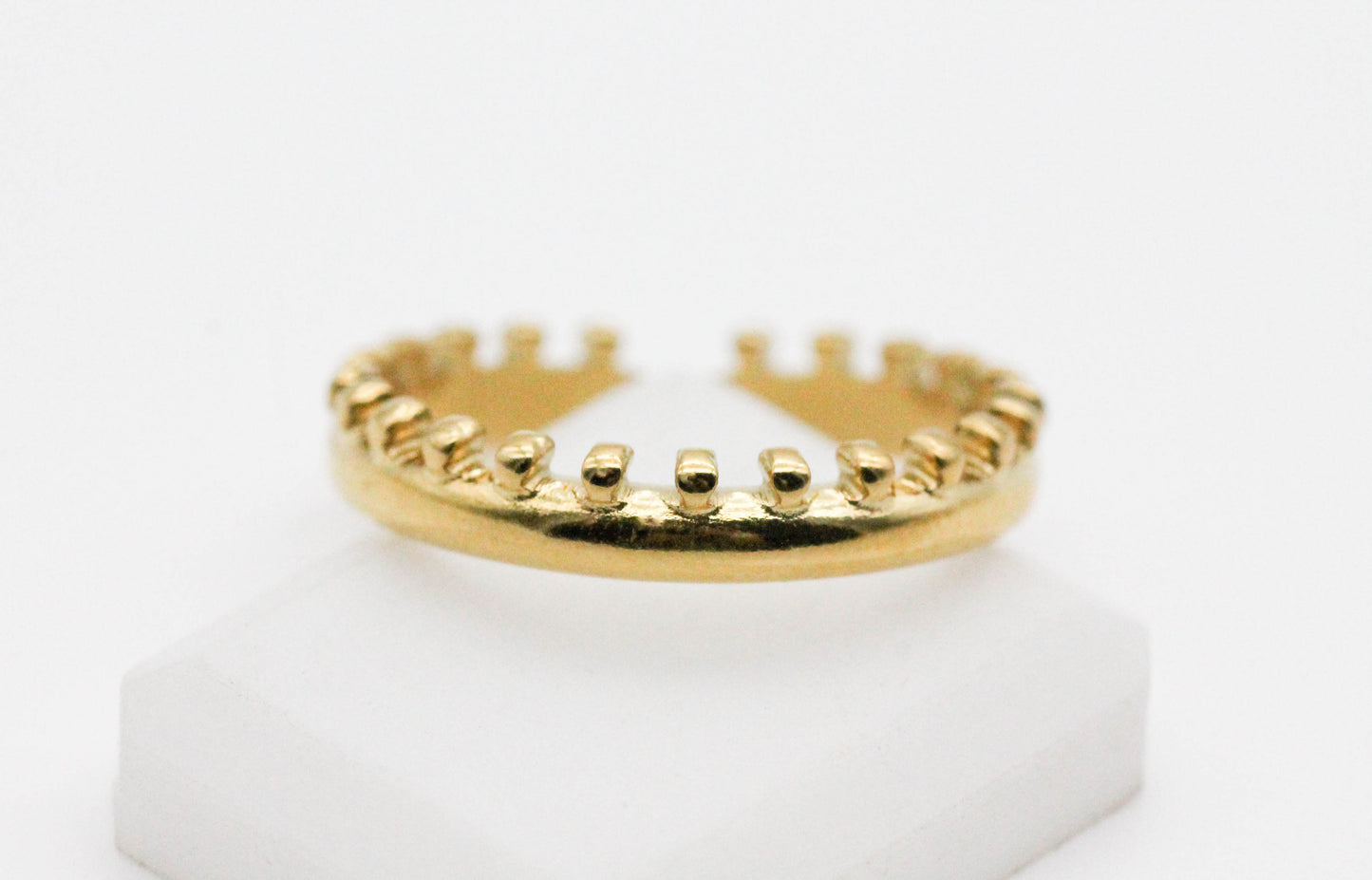 ANILLO AJUSTABLE MINI ESFERAS, TONO DORADO