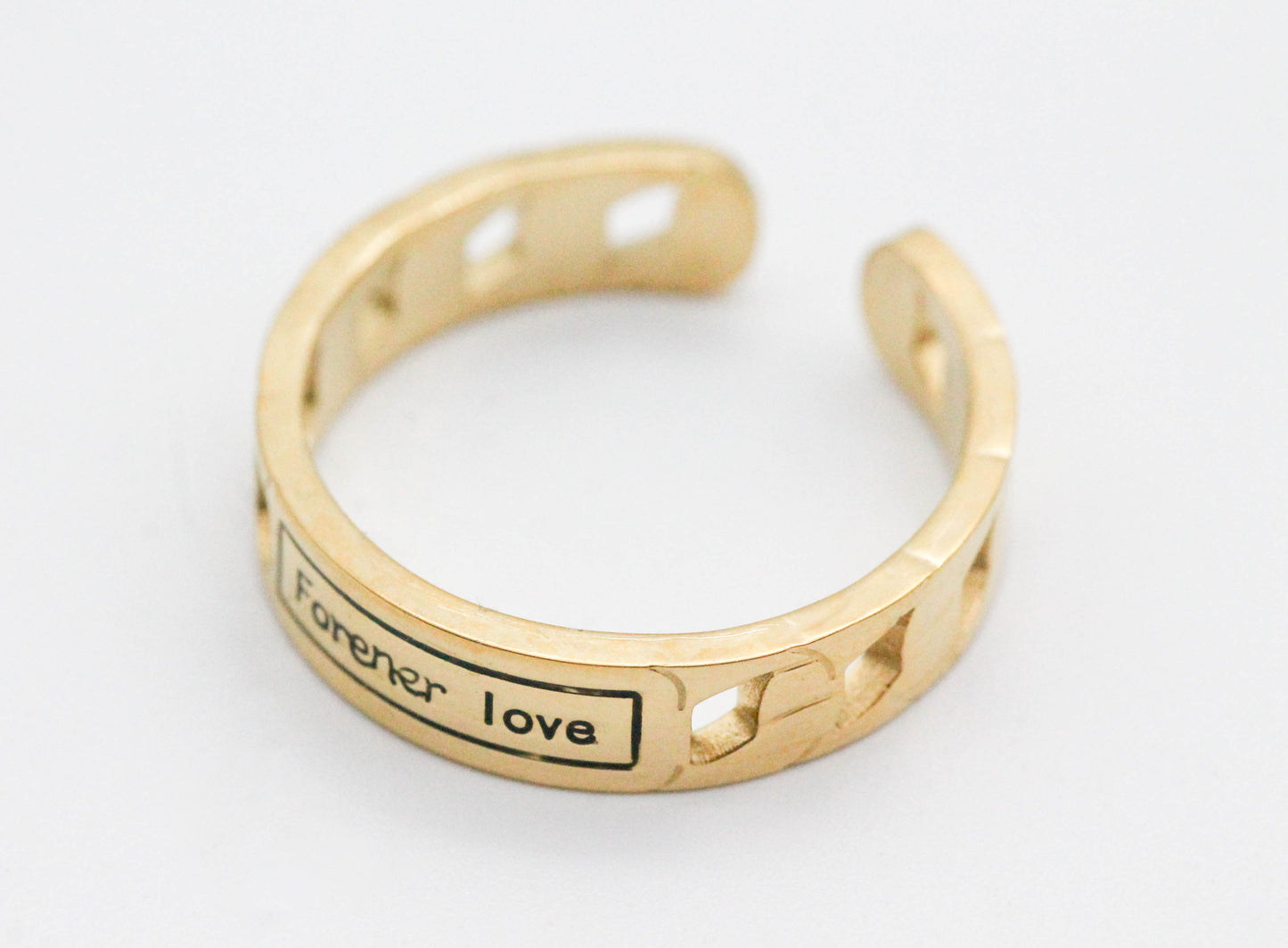 ANILLO AJUSTABLE CADENA "FOREVER LOVE", TONO DORADO