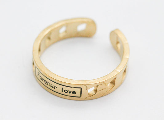 ANILLO AJUSTABLE CADENA "FOREVER LOVE", TONO DORADO